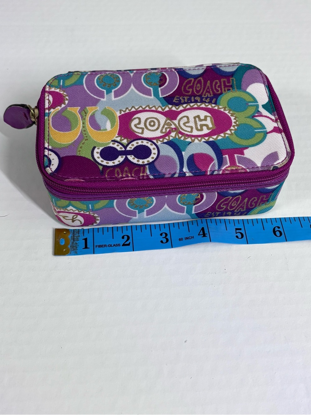 Vintage Coach Y2K Poppy Canvas Jewelry Case Purple RARE Travel Case - Picture 10 of 12